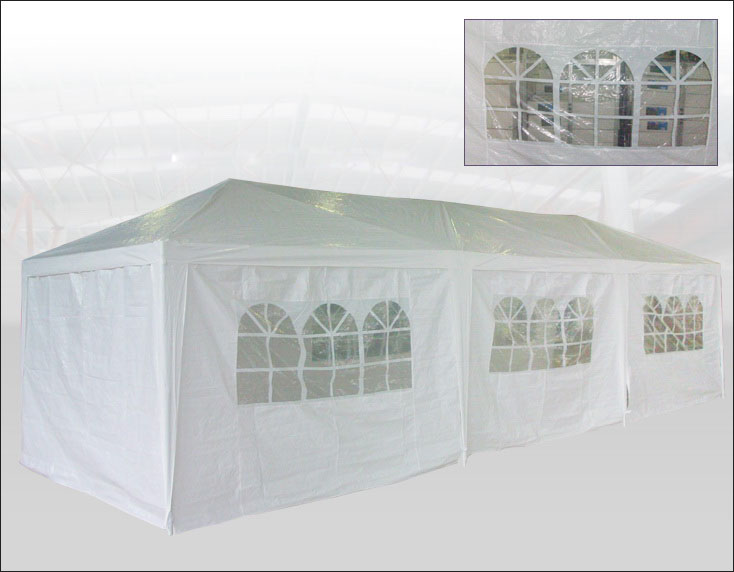 Peaktop 10 x 30 White Gazebo Party Tent Canopy with Side Walls  