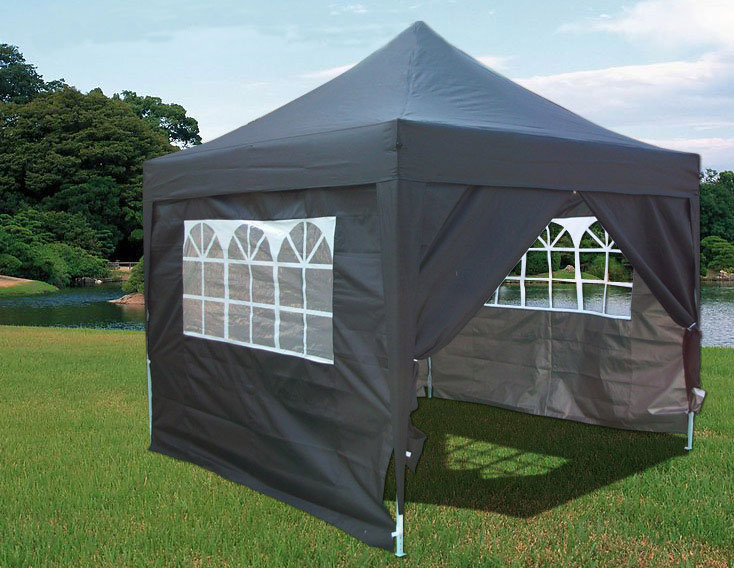 Peaktop 10x10 EZ Pop Up Canopy Gazebo Party Tent Black Waterproof 