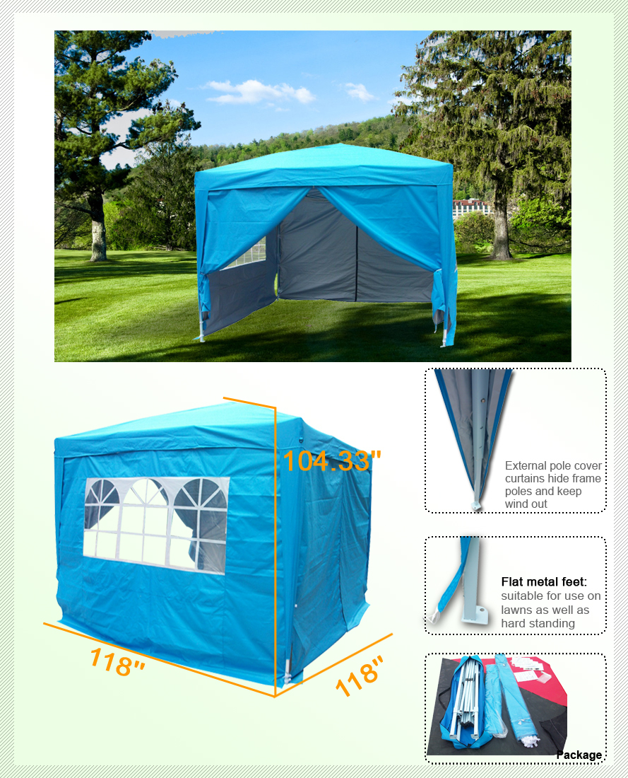 10x10 WATERPROOF EZ Pop Up Party Tent Canopy Gazebo  